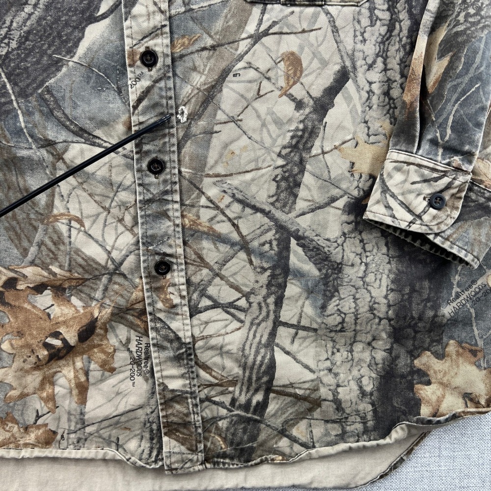 VTG Walls Button Up Shirt Men XL Brown Camo Realtree Hardwoods Hunting Workwear - Picture 5 of 12